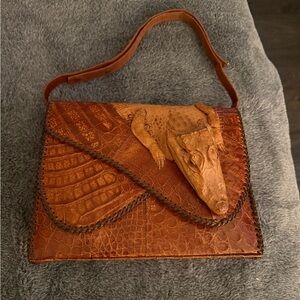 Vintage Mid Century Caribbean Alligator Leather Shoulder Bag